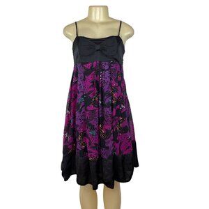 Naguchi Spaghetti Strap Dress Black & Purple Knee Length Dress Size XS/S